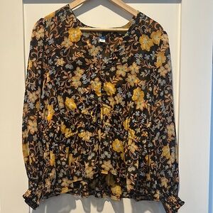 Floral Black and Yellow Women's Top